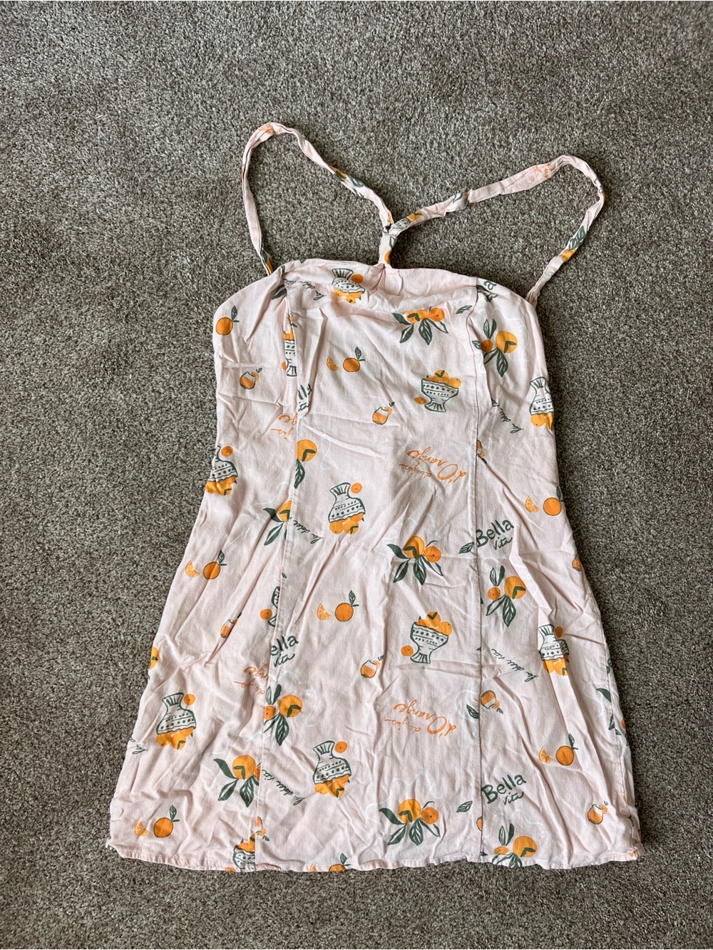 wild fable Pink Slip Dress with Orange Fruit Print